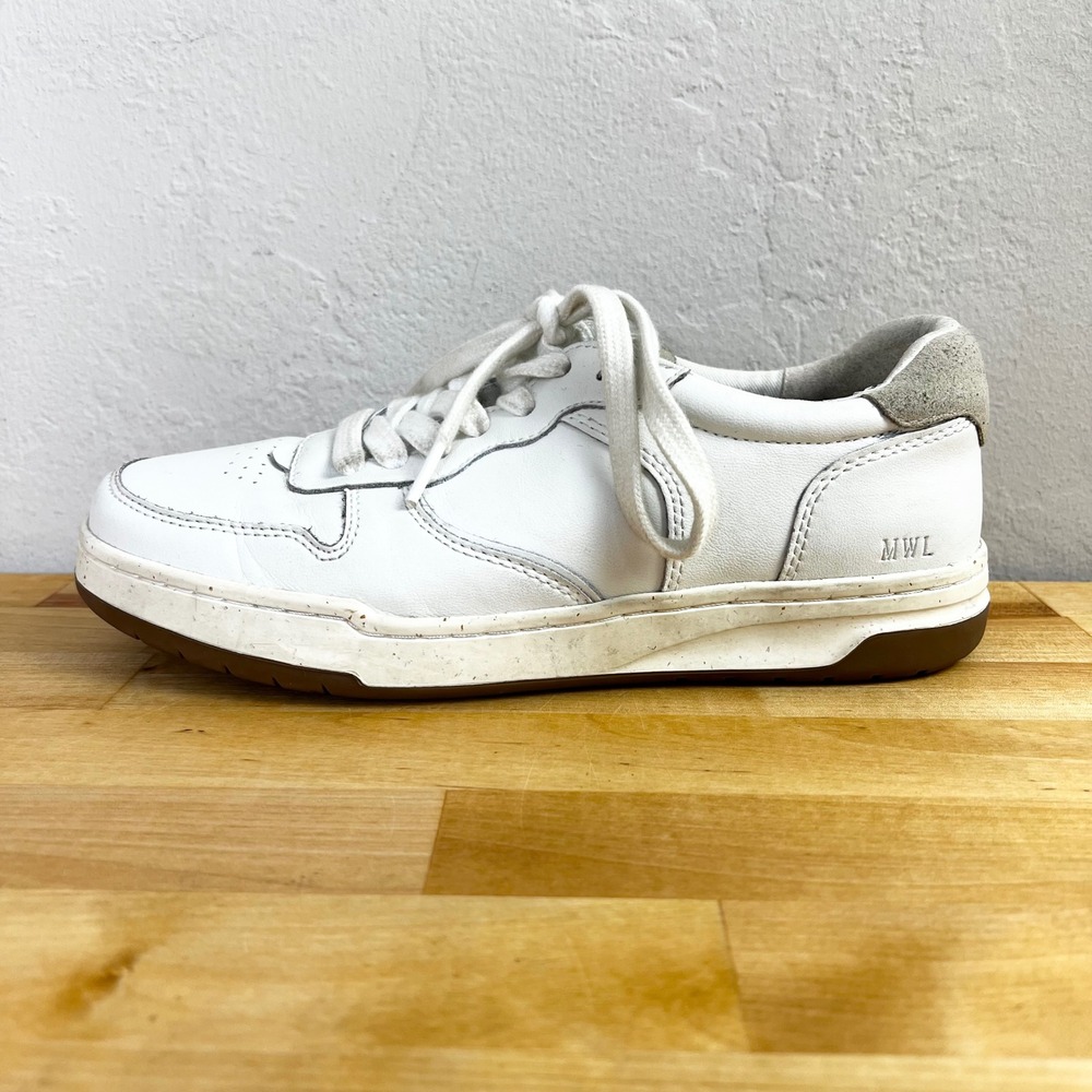 Madewell Court Sneakers MWL White Leather Low Top Womens Size 7.5 Casual FLAWS